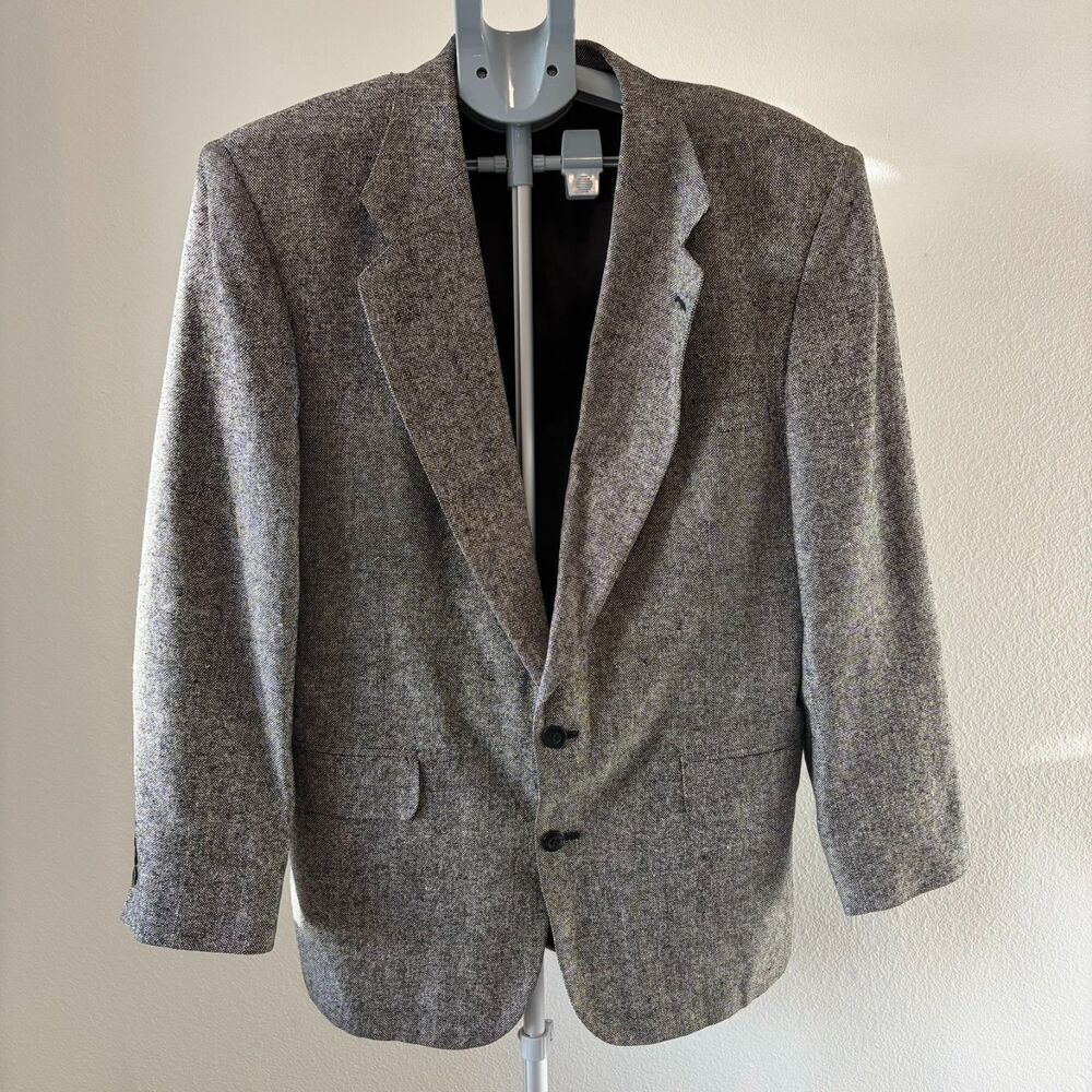 Vtg Robert Stock Blazer Jacket Mens‎ 41R Gray Notch Lapel Single Breasted Formal
